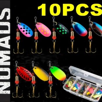 10pcs Fishing Lure Metal Spoon Spinner Spoonbait Crankbaits Fishing Wobblers Pike Crochet Kit Artificial Bait with Tackle Boxes